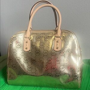 Michael Kors Gold Satchel with Nude Handles